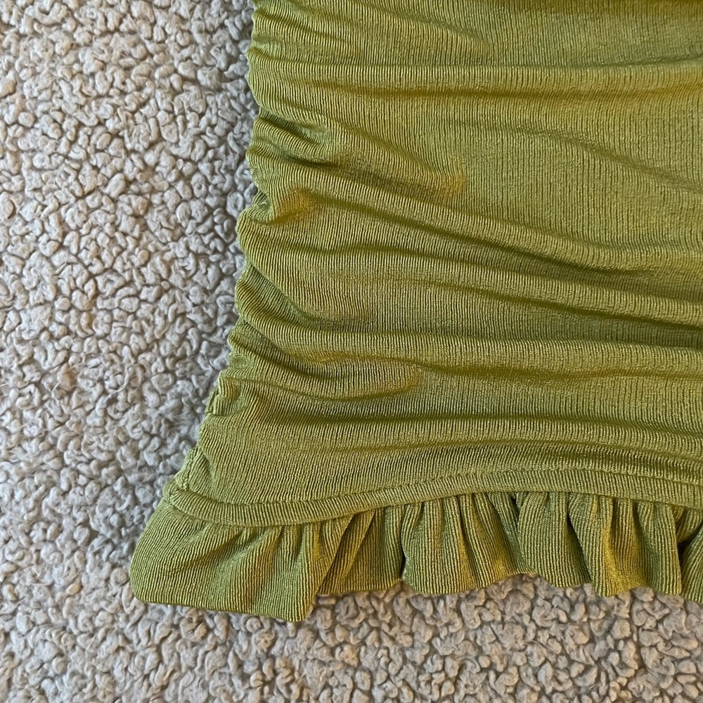 Green Ruched Mini Skirt - Picture 3 of 3